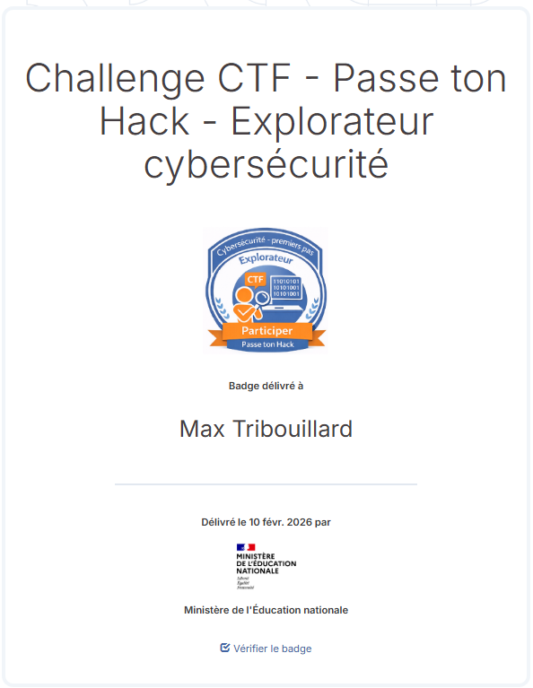 Certification Passe ton hack d'abord